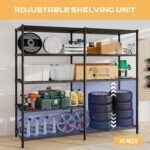 Heavy Duty Metal Storage Shelving Unit,Adjustable 5-Tier Storage Rack(Load 1100LB),Steel Organizer Wire Rack,Large Metal Shelf for Pantry Garage,Black 175D x 40W x 184Hcm - Image 5