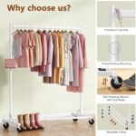 Hoctieon Z Rack, Rolling Clothes Racks with Z-Base, Heavy Duty Garment Rack, Clothing Racks for Hanging Clothes, Sturdy Metal Hanging Holder, Clothes Organizer Rack, White - Image 7