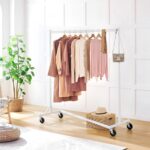 Hoctieon Z Rack, Rolling Clothes Racks with Z-Base, Heavy Duty Garment Rack, Clothing Racks for Hanging Clothes, Sturdy Metal Hanging Holder, Clothes Organizer Rack, White - Image 5