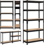 Topeakmart 5-Tier Utility Shelves, Metal Storage Shelves, Adjustable Shelving Units, Boltless Assembly, Garage Shelves Shed Shelving for Warehouse Garage Shed Basement- Black, 27.5 x 12x 60 Inch - Image 8