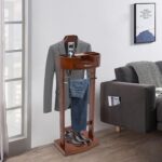 Wood Suit Rack Suit Stand for Man and Women Clothes Valet Suit with Drawer Valet Stands Men Valet Brown Suit Valet for Entryway Office Living Room - Image 2