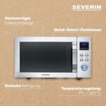 SEVERIN Microwave with Grill and Convection Air Fryer Function, 4-in-1 for Defrosting, Cooking and Warming, 25 L, Brushed Stainless Steel/Silver, MW 7982 - Image 10