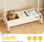 MISSLO Kids Clothing Rack with Basket Small Dress Up Storage Short Toddler Dress Up Rack Kids Closet for Baby Clothes, White - Image 3