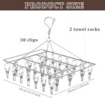 Stainless Steel Clothes Drying Rack, 30 Clips, Windproof Laundry Hanger for Socks, Underwear and Towels - Image 3