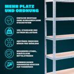 Monzana® Heavy-Duty Free Standing Shelf | 875kg Capacity | 5 Tier | MDF Shelf Panels | Boltless Storage Shelves | Garage Basement Shed Workshop Racking | 180 x 90 x 40cm | Silver - Image 4