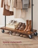 VASAGLE Clothes Rack, Heavy Duty Clothing Rack, Industrial Pipe Style Rolling Garment Rack with Shelf, for Bedroom, Laundry Room, Retail Store, Rustic Brown and Black UHSR65BX - Image 7