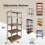 DIVCHI 5 Tier Storage Rack Heavy Duty Shelving Aluminium Garage Shelves Heavy Duty Shed Storage Racking Shelf For Warehouse Workshop & Office (Silver, Pack of 1) - Image 2