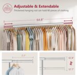 Tajsoon Clothing Rack Heavy Duty Clothes Rack Load 350 LBS, Rolling Clothes Racks for Hanging Clothes with Wheels & Extendable Rod, Collapsible Garment Rack with Bottom Shelf, Commercial, Chrome - Image 3