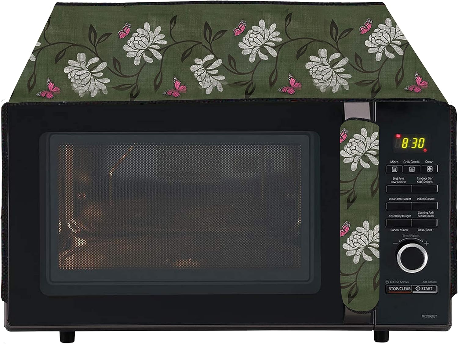 817irM4yJIL._AC_SL1500_.jpg Star Weaves Microwave Oven Top Cover for Samsung 28 Litre Convection Microwave Oven MC28H5025VB | TL Black - Oven Top Cover with 4 Utility Pockets and 1 Oven Handle Cover KUM85 - Image 1