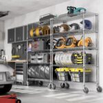 MZG 5-Tier Adjustable Heavy-Duty Metal Wire Storage Shelving Unit with Wheels (Chrome, 45 × 120 × 180 cm) for Garage, Warehouse, Supermarket, Balcony and Garden - Image 6