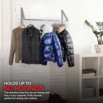 Stock Your Home Retractable Closet Rod and Clothes Rack - Wall Mounted Folding Clothes Hanger & Drying Rack for Laundry Room Closet Storage & Organization, Aluminum, Easy Installation (Silver) - Image 5