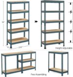 Yaheetech 2pcs Heavy Duty 5 Tier Garage Shelving Units,Racking shelves for Home/Office/Workshop/warehouses,150KG Per Shelf/750KG Capacity,140cmx30cmx150cm（LxWxH,Neptune Blue - Image 3