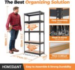 HOMEDANT 28" W 5 Tier Heavy Duty Garage Shelving Adjustable Metal Rack Storage Shelves Standing Shelf Unit Organizers Pantry Closet Black 1Pack - Image 2