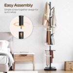 YATINEY Coat Rack Stand with Umbrella Holder, 69 Inch Freestanding Coat Tree for Entryway, Clothing Rack Hanger for Hats, Bags, Jackets, Metal Coat Stand Organizer for Bedroom, Office, Black YM03BB - Image 5