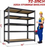 72"H Storage Shelves heavy duty, 2200LBS Garage Shelving, 5 Tier Metal Shelving Unit Adjustable Garage Shelves Utility Rack Shelf for Storage Warehouse Pantry Closet,40" W × 20" D × 72" H, Black - Image 3