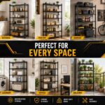 STORACK Height Adjustable 6-Shelf Heavy Duty Boltless Flodable Wire Shelving Rack Shelves - Black (Steel, Black Coated Chrome Finish), Tiered Shelf - Free Standing 24X14X72 inch - Image 5