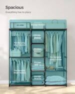 SONGMICS Portable Closet, Freestanding Closet Organizer, Clothes Rack with Shelves, Hanging Rods, Storage Organizer, for Cloakroom, Bedroom, 71.7 x 16.9 x 71.7 Inches, Black URYG037B02 - Image 3