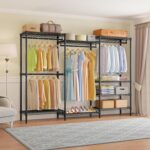 Portable Clothes Rack, Heavy Duty Garment Closet Wardrobe, Adjustable Freestanding Clothing Rack for Cloakroom Bedroom, 175 * 40 * 194cm Black - Image 3