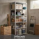 RIGID Metal Slotted Angle Racks Shelves, 5 Tier Steel Storage Organizer Rack for Living Room, Bedroom, Office, Garage – Heavy Duty Standing Multipurpose Cabinet (Grey, 205x91.7x45.5 CM) – Assembled - Image 5