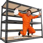 REIBII 48" W Garage Shelving Heavy Duty 3020LBS Storage Shelves 5 Tier Heavy Duty Shelving Adjustable Garage Shelves for Basement, Warehouse, Commercial, Easy Assemble, 48" W x 72" H x 24" D