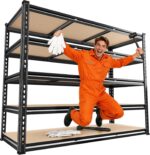 REIBII 48" W Garage Shelving Heavy Duty 3020LBS Storage Shelves 5 Tier Heavy Duty Shelving Adjustable Garage Shelves for Basement, Warehouse, Commercial, Easy Assemble, 48" W x 72" H x 24" D
