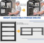 REIBII 72''H Garage Shelving Heavy Duty Garage Storage Shelves 2000LBS Heavy Duty Shelving Adjustable 5 Tier Metal Shelves for Storage Rack,Garage Shelves Utility Shelf 2PC,72" H*35.5" W*16" D - Image 5