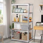 Garage Shelving Units 5-Tier Storage Shelves, 175kg Per Shelf, 5mm MDF Boards, Shed Storage Racking Shelf Adjustable Metal Boltless Design for Living Room,Office(Silver,70x30x150cm) - Image 2