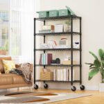 MZG 5-Tier Adjustable Heavy-Duty Metal Wire Storage Shelving Unit with Wheels (Black, 45 × 120 × 180 cm) for Garage, Warehouse, Supermarket, Balcony and Garden - Image 2