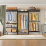 Portable Clothes Rack, Heavy Duty Garment Closet Wardrobe, Adjustable Freestanding Clothing Rack for Cloakroom Bedroom, 175 * 40 * 194cm Black - Image 6