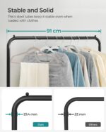 SONGMICS Clothes Rack on Wheels, Single-Rail Metal Garment Rack, with Storage Shelf, Top Rail Holds up to 40 kg, Black HSR25BK - Image 5