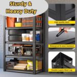 5-Tier Heavy Duty Garage Shelving Unit - Adjustable Metal Storage Rack with Lockable Wheels Industrial Standalone Shelf for Warehouse Shed and Home nization (90×40×183cm) - Image 6