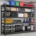 48" W Garage Shelving Heavy Duty Metal Shelves 5 Tier Adjustable Shelf Unit 3000 lbs Capacity Storage Stand Organizer for Warehouse and Basement,Black,78" H