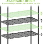 5-Tier Storage Shelves with Wheels, Adjustable Wire Shelving Unit,Metal Rolling Shelves for Storage Utility Shelf Organizer Rack for Kitchen Garage Pantry Closet Laundry(5-Tier Shelf) - Image 8