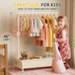 MISSLO Kids Clothing Rack with Basket Small Dress Up Storage Short Toddler Dress Up Rack Kids Closet for Baby Clothes, White - Image 2