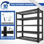 REIBII 72''H Garage Shelving Heavy Duty Garage Storage Shelves 2000LBS Heavy Duty Shelving Adjustable 5 Tier Metal Shelves for Storage Rack,Garage Shelves Utility Shelf 2PC,72" H*35.5" W*16" D - Image 7