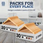 Zober Wooden Suit Hangers 30 Pack with Non Slip Pants Bar - Smooth Finish Solid Wood Coat Hanger with 360° Swivel Hook & Precisely Cut Notches for Camisole,Jacket,Pant,Dress Clothes Hangers - 1 Count - Image 8