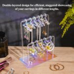 Double-Tier Acrylic Earring Holder, Azonee Miniature Clothing Hangers for 48 Pairs, Stylish Mirror-Finish Display for Home Vanity & Retail Showrooms (Colorful) - Image 5