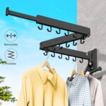 ZdwCyl Wall Mounted Clothes Hanger,Clothes Drying Rack,Laundry Drying Rack,Drying Rack Clothing,Laundry Hanger Rack,Retractable Dryer Racks,Collapsible, Aluminum,can be Fold Upward & Left & Right - Image 3