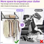 Over The Door Clothes Hanger with 2 Hooks, Stainless Steel Over The Door Hangers for Clothes with Storage Rack, Clothing Hanger Drying Racks for Laundry, Washroom, Fits Door Up to 1.77", Matte Black - Image 5