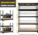 PrimeZone 47" W x 23.6" D x 71" H Large Heavy Duty Storage Shelves - 5 Tier Adjustable Garage Storage Shelving, Metal Storage Utility Rack Shelf Unit for Warehouse Pantry Closet Kitchen, Black - Image 6