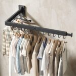 BOQORAD Drying Rack Clothing, Retractable Clothes Drying Rack,Wall Mounted Laundry Rack, Laundry Drying Rack Wall Mount,Collapsible Clothes Rack,can Fold Uptward/Left & Right,Black Color - Image 5