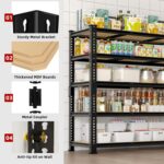 48" W x 24" D x 72" H Adjustable Garage Storage Shelves - 5-Shelf Heavy Duty Shelving Unit, Metal Utility Storage Organizer Racks for Warehouse Pantry Closet Kitchen, Black - Image 4