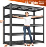 REIBII 48" W Garage Shelving 3000LBS Heavy Duty Storage Shelves, 5 Tier Adjustable Metal Shelves for Storage Rack Industrial Utility Shelf, Garage Storage Shelving Unit, 48" W x 24" D x 72" H - Image 2