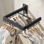 BOQORAD Drying Rack Clothing, Retractable Clothes Drying Rack,Wall Mounted Laundry Rack, Laundry Drying Rack Wall Mount,Collapsible Clothes Rack,can Fold Uptward/Left & Right,Black Color - Image 4