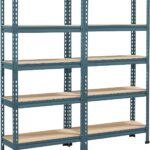 Yaheetech 2pcs Heavy Duty 5 Tier Garage Shelving Units,Racking shelves for Home/Office/Workshop/warehouses,150KG Per Shelf/750KG Capacity,140cmx30cmx150cm（LxWxH,Neptune Blue