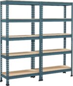 Yaheetech 2pcs Heavy Duty 5 Tier Garage Shelving Units,Racking shelves for Home/Office/Workshop/warehouses,150KG Per Shelf/750KG Capacity,140cmx30cmx150cm（LxWxH,Neptune Blue