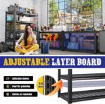 71" H Garage Shelving Heavy Duty 5-Tier Storage Shelves, Adjustable Metal Shelving Unit, Utility Garage Organizer Shelf for Basement, Pantry, Kitchen, Warehouse,15.7" Dx35.4 Wx71.2 H, Black - Image 5