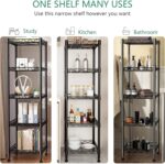 GIOTORENT 5 Tier Standing Shelving Metal Units, Adjustable Height Wire Shelf Display Rack for Laundry Bathroom Kitchen 11.8" W x 11.8" D x 50" H, Black (Black, 11.8 W x 11.8 D x 50 H) - Image 4