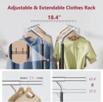 Tajsoon Double Rod Clothes Rack Load 480 LBS, Heavy Duty Rolling Garment Rack with Wheels, Collapsible Clothing Rack for Hanging Clothes, Commercial Adjustable Clothes Rack with Shelf, Black - Image 3