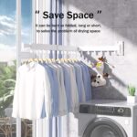 Clothes Hanger Rack, Wall Mounted Clothes Drying Rack, Collapsible Retractable Laundry Clothes Rack Wall Mount, Drying Rack with Windproof Ring Hooks (White） - Image 5
